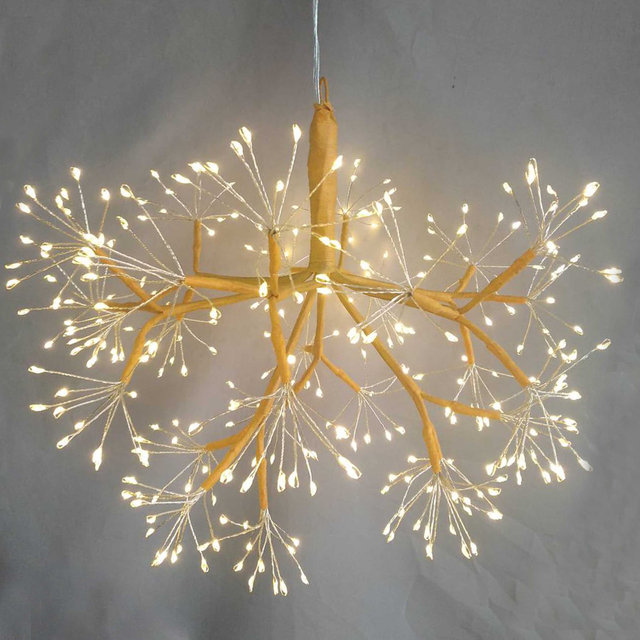 Hanging Firework Light (30cm Diameter Sparkler Head Design) with Tangerine-Orange Branches, Festive Decorative Lamp for Parties/Events/Indoor Ambiance