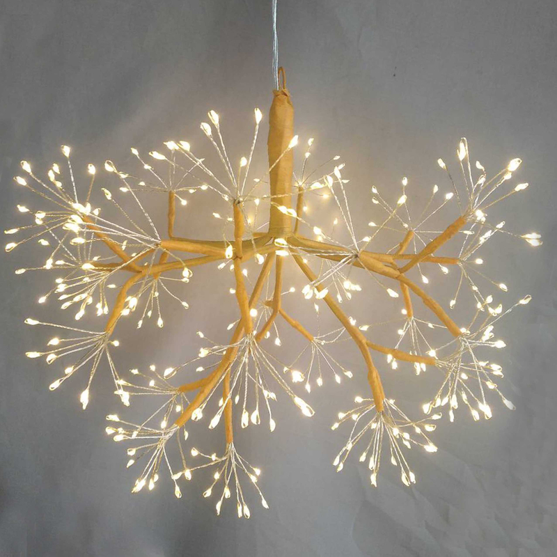 Hanging Firework Light (30cm Diameter Sparkler Head Design) with Tangerine-Orange Branches, Festive Decorative Lamp for Parties/Events/Indoor Ambiance