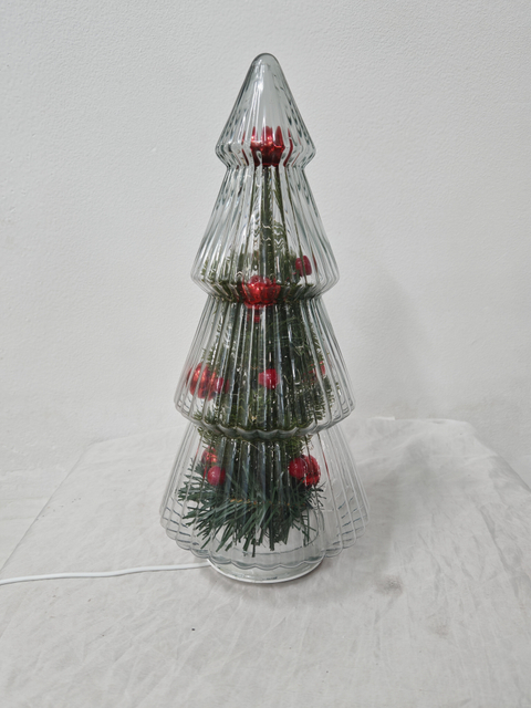 Transparent Glass Rotating Christmas Tree