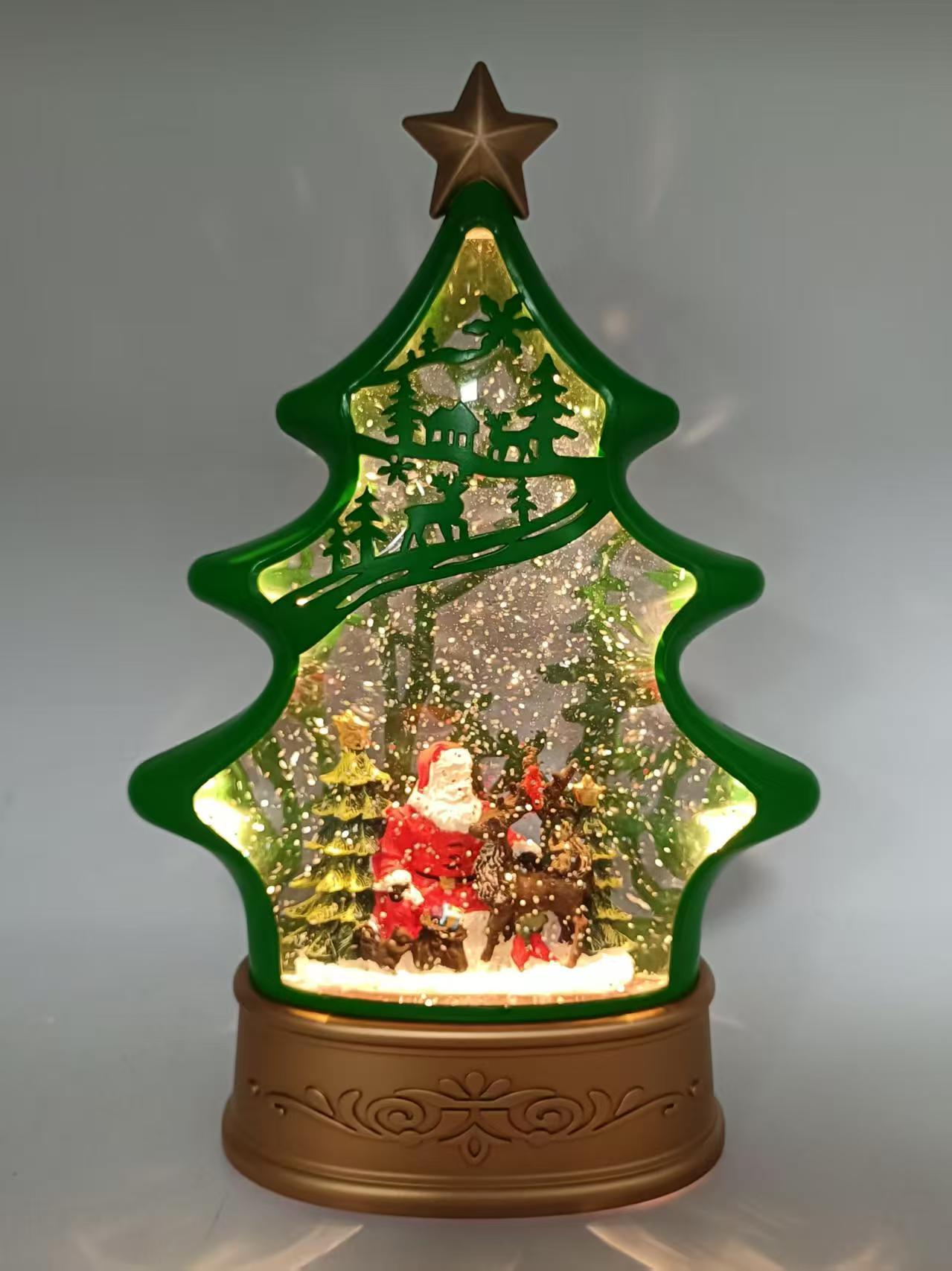 Flat Christmas tree Santa Claus and tree interior decorations