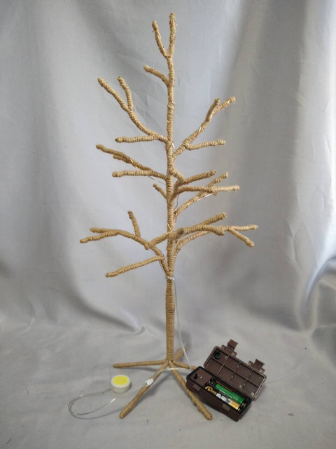 Withered Branch Tree Lamp Wrapped with Hemp Rope