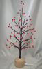 60cm Red Round Bead Dried Branch Tree Lamp with Wooden Rotating Base