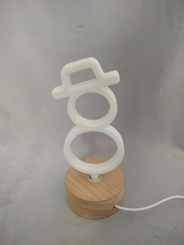 Wooden-based snowman creative lamp