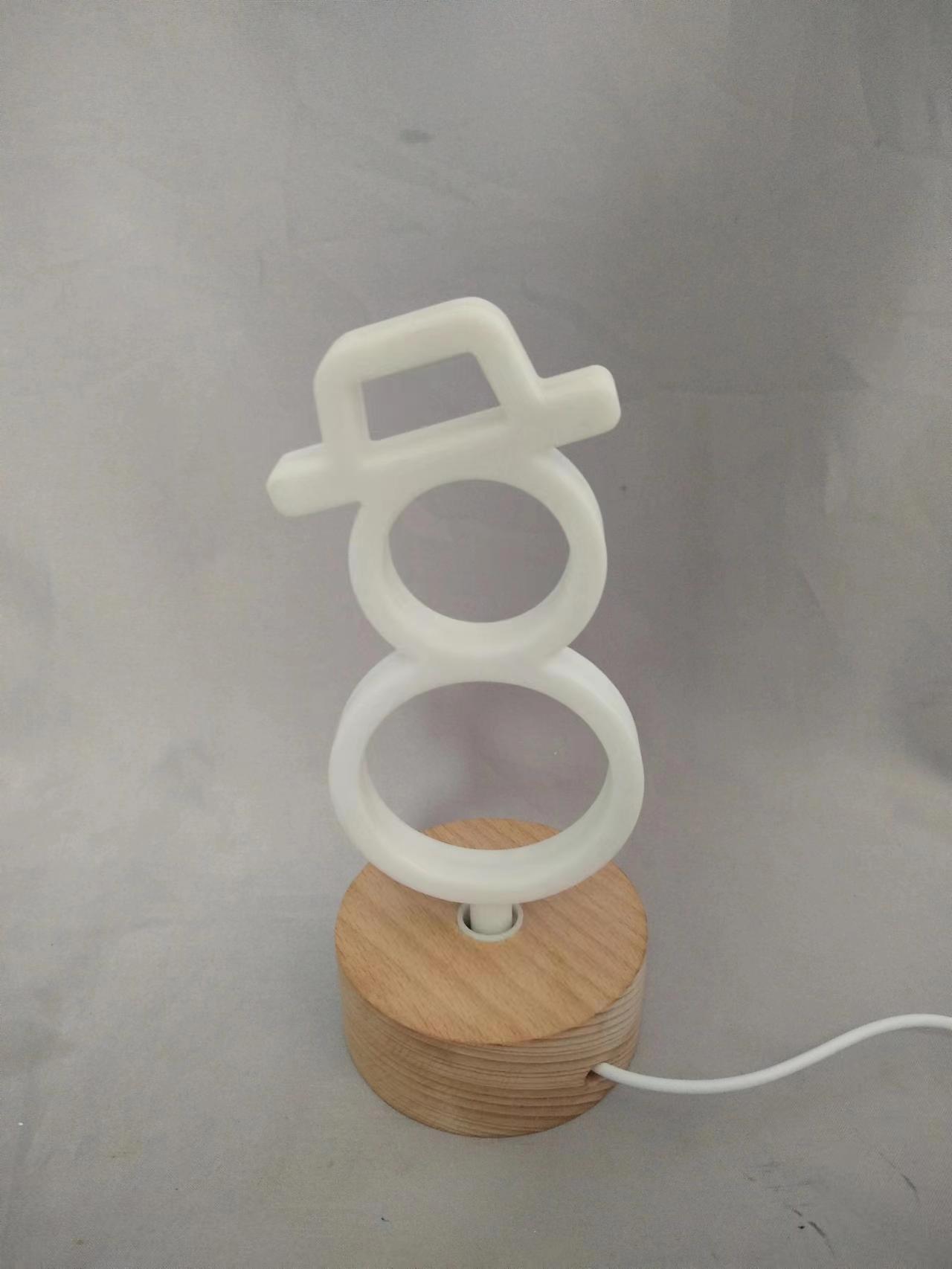 Wooden-based snowman creative lamp