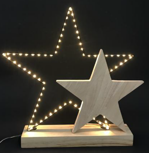motif frame light with wooden star decor