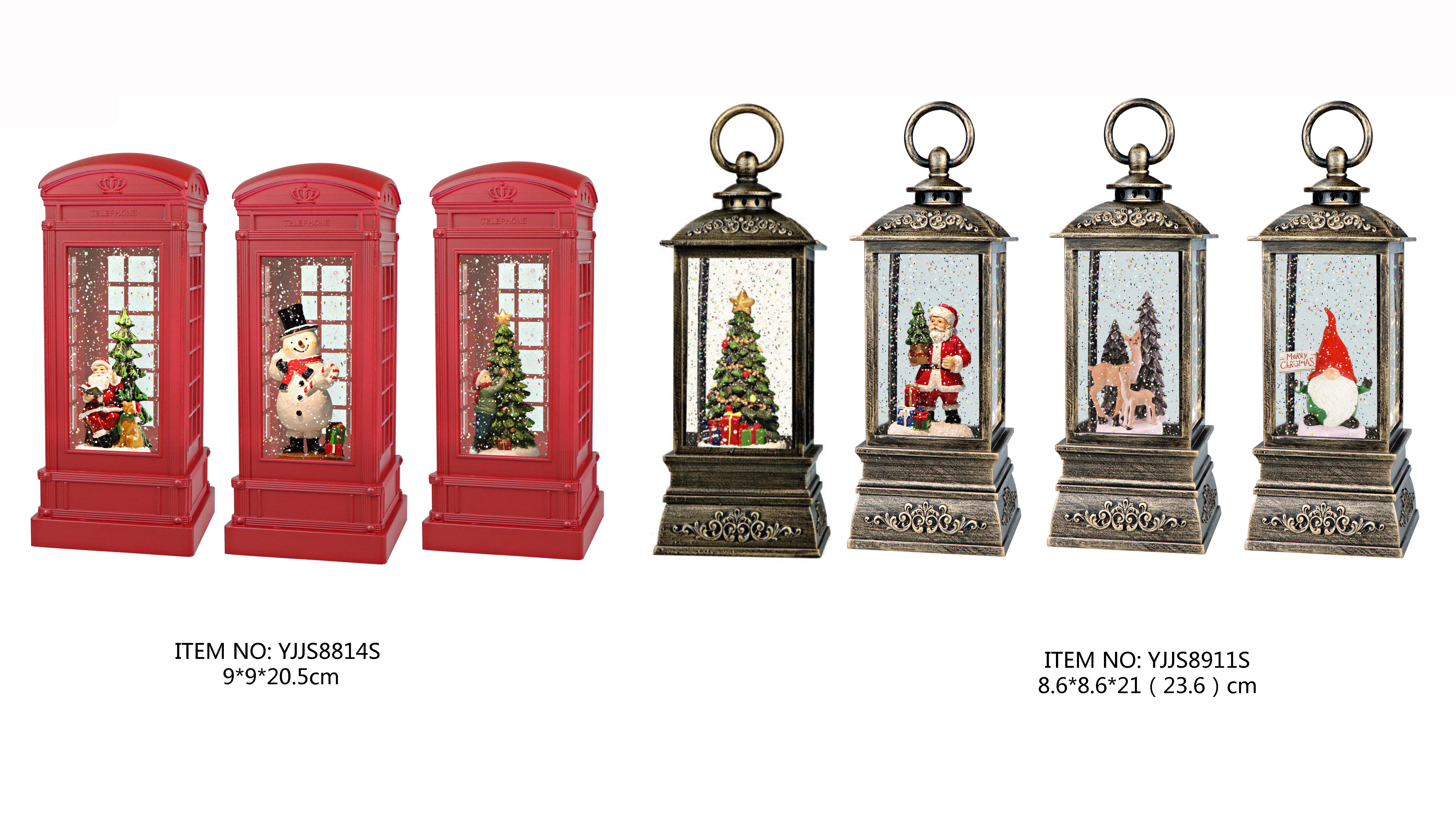 Acrylic Water spinning Light Red Telephone booth & Santa Claus / Snowman / Christmas Tree SJ - 12