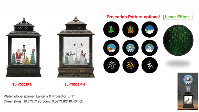 Acrylic Water globe spinner Lantern & Projector Light Santa Claus playing the violin / Snowmen & Red Birds SR - 23