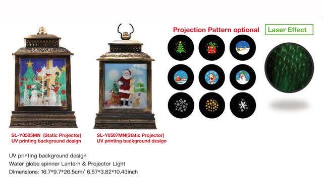 Acrylic Water globe spinner Lantern & Projector Light Snowmen / Santa Claus & Animals SR - 9