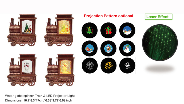 Acrylic Water globe spinner Train & LED Projector Light Santa Claus & Dog / Snowman SR - 64