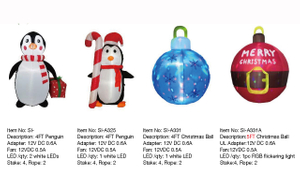 Penguin & Christmas Ball Inflatable Lights