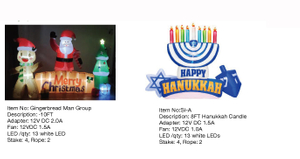 Gingerbread Man & Hanukkah Candle Inflatable Lights