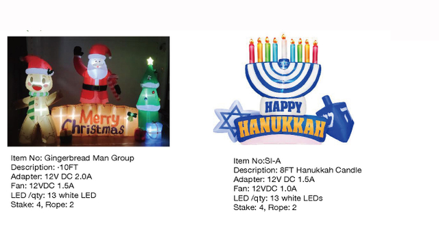 Gingerbread Man & Hanukkah Candle Inflatable Lights