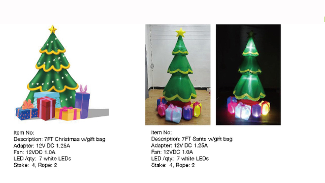Santa w/gift bag Inflatable Lights