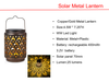 Solar LED Black Stree Lights & Copper/Gold Metal Lantern Lights