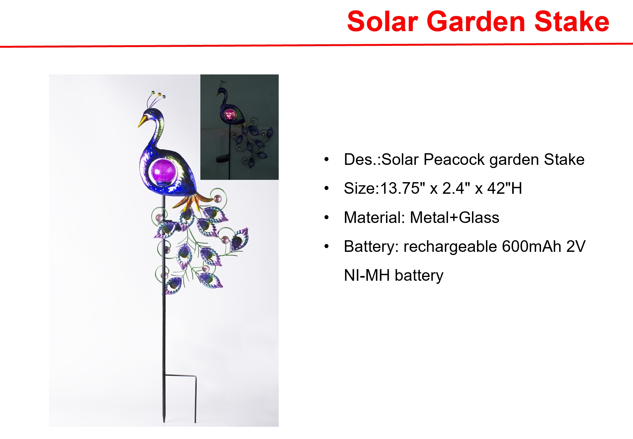 Solar LED Peacock garden Stake &Metal Wall Lights