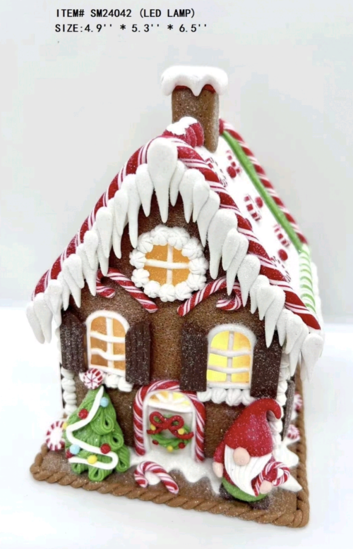 clay dough little Santa Claus standing in front of the house- 20