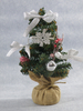X'mas Green Mini Tree with basin +Glitter ball/diff col. pine cone/snow flake/silver belt - 54