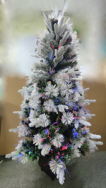 X'mas Green color Crystal Fiber tree++flocking with square basin - 12