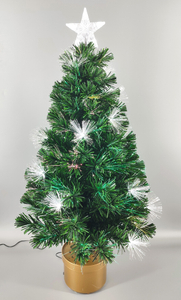 X'mas Green color Crystal Fiber tree +top star with round basin - 14