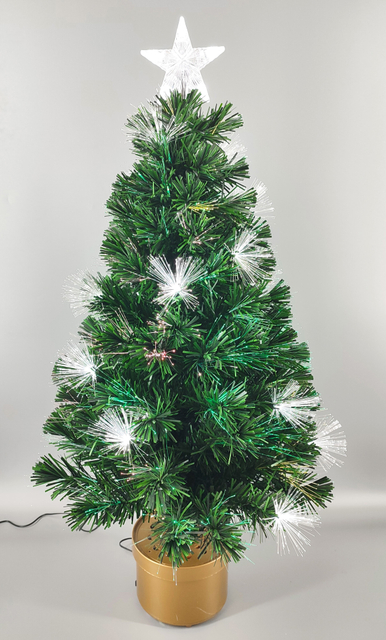X'mas Green color Crystal Fiber tree +top star with round basin - 14