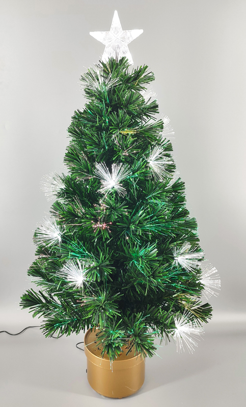 X'mas Green color Crystal Fiber tree +top star with round basin - 14