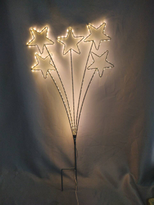 5-Piece Five-Pointed Star Ground Stake Flower Bouquet Lights - 264 Warm White LEDs per Set for Enchanting Garden/Pathway Decorative Illumination