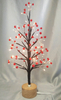 60cm Red Round Bead Dried Branch Tree Lamp with Wooden Rotating Base