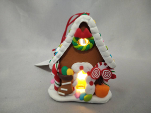 Handcrafted Candy Cane & Lollipop Cottage Ornament with Warm White LED Light | 7×6.5×9cm Mini Illuminated Sweet Holiday Decor