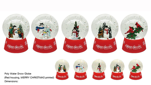 Acrylic Poly Water Snow Globe Snowman/Red birds SR - 130