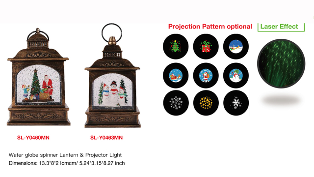 Acrylic Water globe spinner Lantern & Projector Light Santa Claus & Kid / Snowmen SR - 38