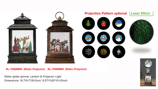 Acrylic Water globe spinner Lantern & Projector Light Santa Claus & Houses / Virgin Mary SR - 22