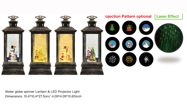 Acrylic Water globe spinner Lantern & LED Projector Light Snowman & Kids / Santa Claus & Kids SR - 48