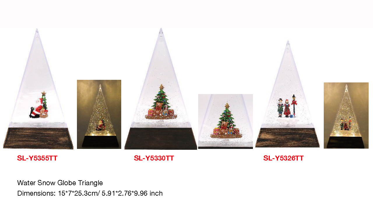 Acrylic Water Snow Globe Triangle Santa Claus/Bear/choralist SR - 116