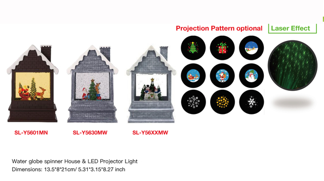 Acrylic Water alobe spinner House & LED Proiector Liaht Santa Claus & Reindeer/Snowmen SR - 75