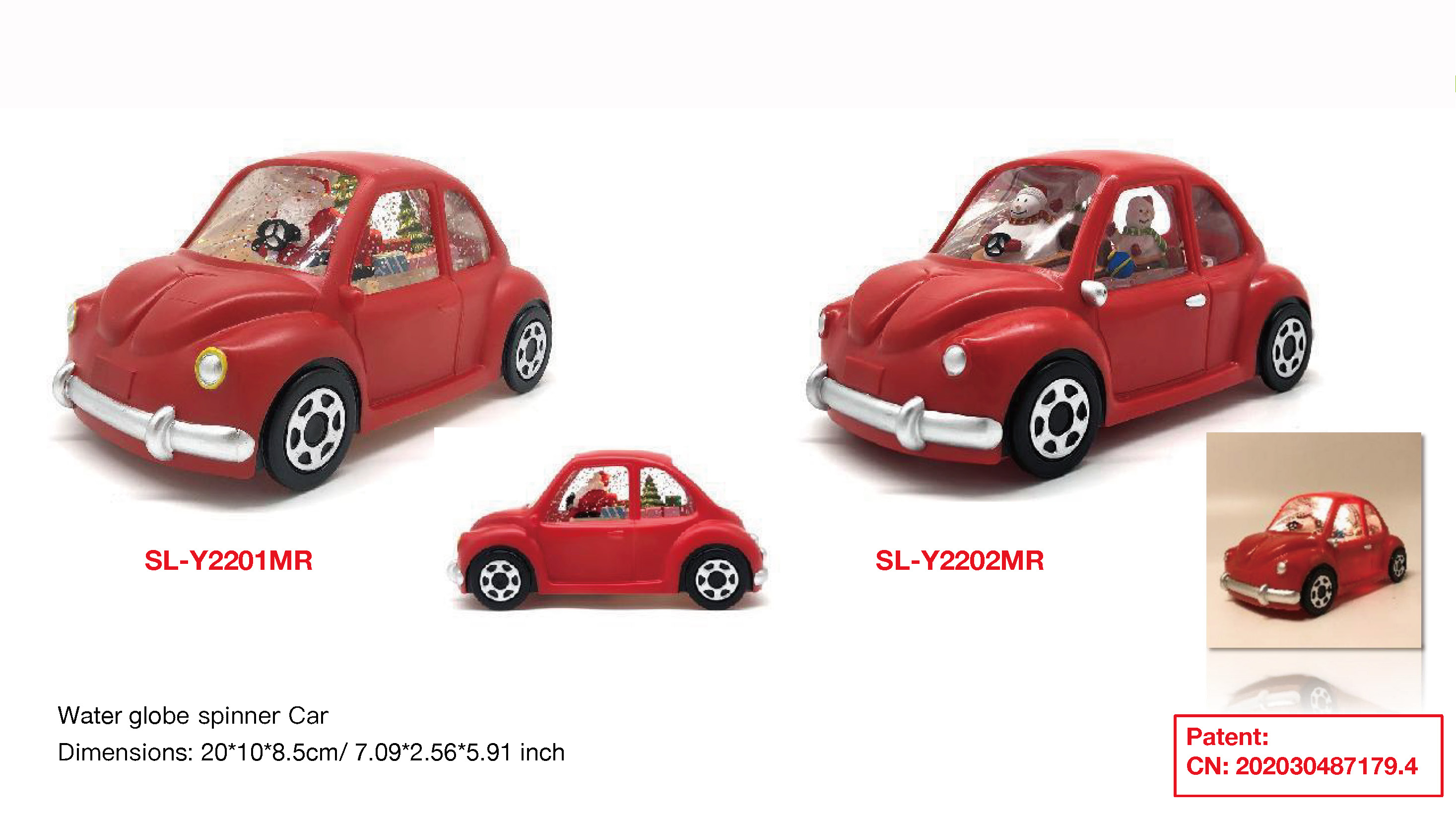 Acrylic Water globe spinner Car Santa Claus/Snowmen SR - 101