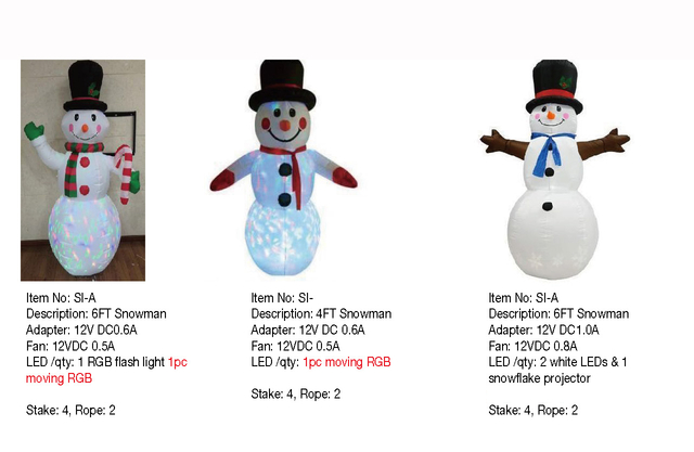 4FT,6FT Snowman Inflatable Lights