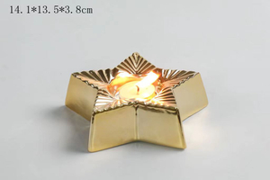 porcelain big gold star candle holder- 20