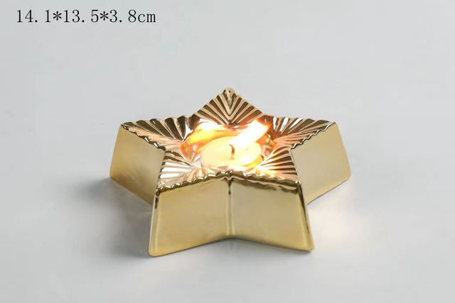 porcelain big gold star candle holder- 20