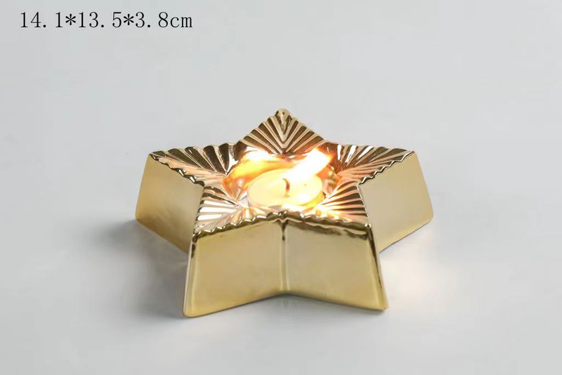 porcelain big gold star candle holder- 20
