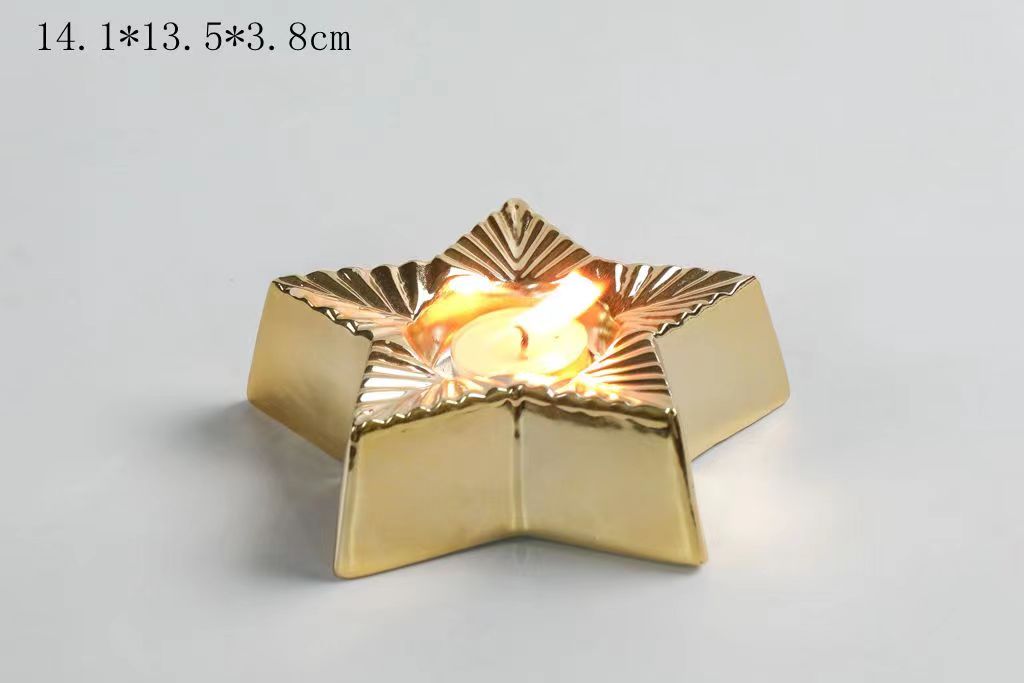 porcelain big gold star candle holder- 20