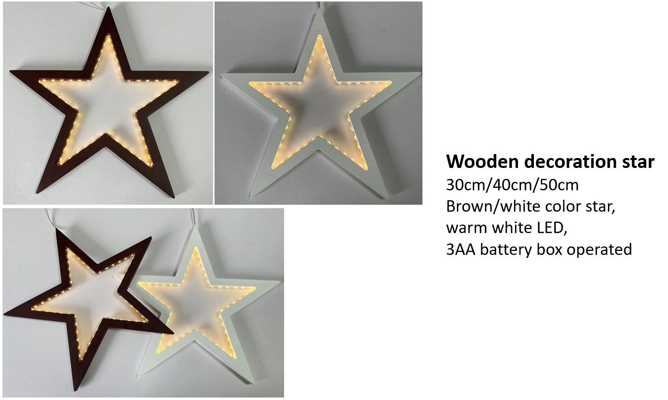 Wooden Circle/ Star/ Xmas Tree with LED Light