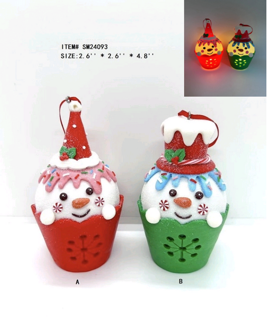 clay dough snowmen with hat in the little cup- 5