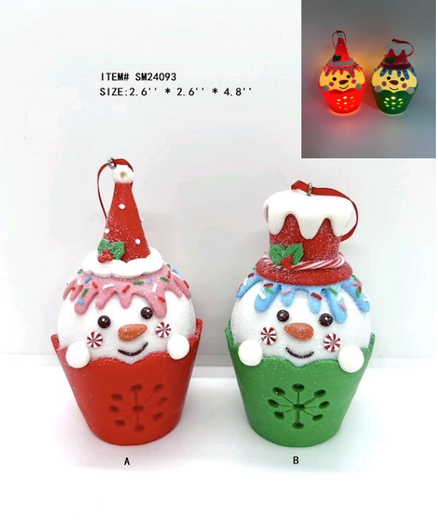 clay dough snowmen with hat in the little cup- 5