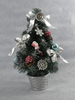 X'mas Green Mini Tree with basin +Glitter diff col. ball/pine cone/silver belt - 57