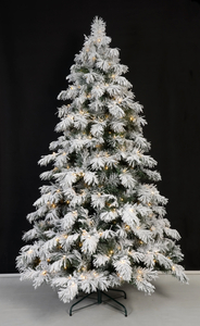 X'mas Green color+flocking Ordinary Christmas tree with metal leg - 31