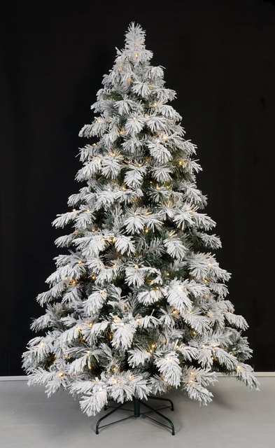 X'mas Green color+flocking Ordinary Christmas tree with metal leg - 31