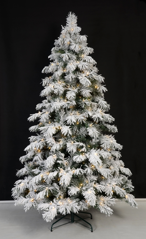 X'mas Green color+flocking Ordinary Christmas tree with metal leg - 31