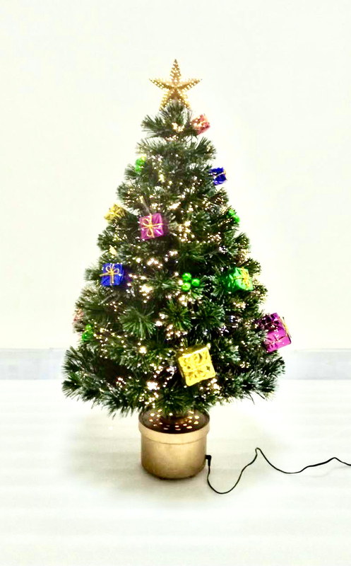 X'mas Green color Crystal Fiber tree +top star with square basin+gift/ball Decoration - 19