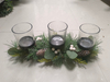 Candle Holder Three Glasses Red Balls & Gold Pine Cone - 7