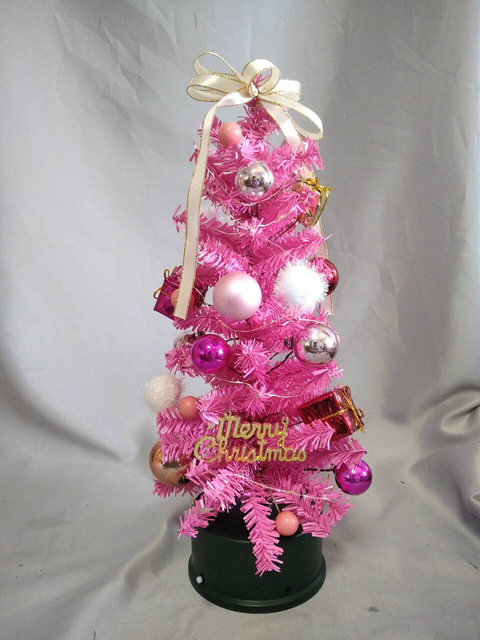 Pink 35cm rotating mini Christmas tree